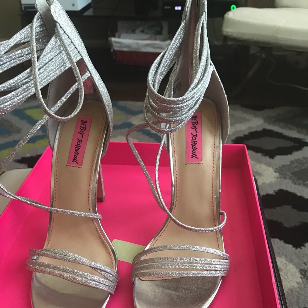 Betsey Johnson Kora silver glitter prom sandal